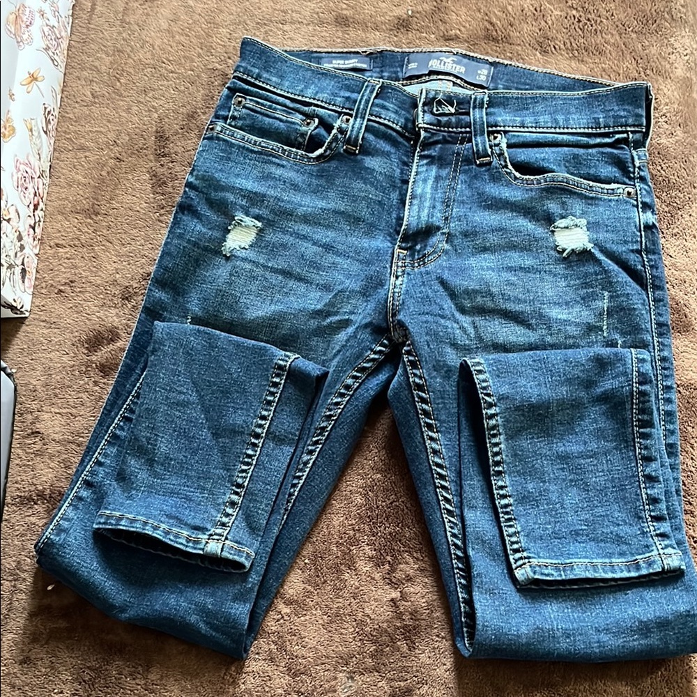 Hollister Blue Skinny Jeans with Distressed Details